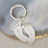 Sterling Silver Engraved Footprints Keyring