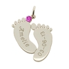 Sterling Silver Engraved Footprints Pendant With Crystal