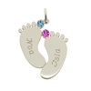 Sterling Silver Engraved Footprints Pendant With Crystals
