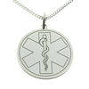 Sterling Silver Engraved Medic Aware Cross & Snake Pendant And Optional Chain