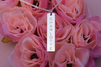 Sterling Silver Engraved Rectangle Tag Pendant and Chain