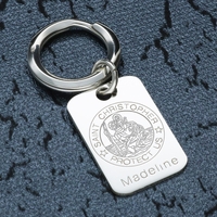 Sterling Silver Engraved St Christopher Keyring