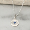 Sterling Silver Evil Eye CZ Crystal Pendant with Chain