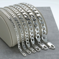 Sterling Silver Flat Diamond Cut Open Link Curb Chain
