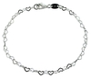 Sterling Silver Ladies Flat Heart Link Charm Bracelet