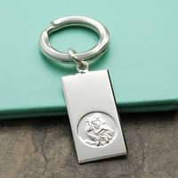 Sterling Silver Large St Christopher Ingot Keyring With Optional Engraving