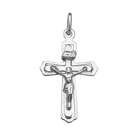 Sterling Silver Layered Crucfix Pendant & Optional Chain