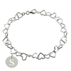 Sterling Silver Light Heart Charm Anklet With Initial Disc Charm