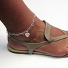 Sterling Silver Light Heart Charm Anklet With Initial Heart Charm 