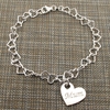 Sterling Silver Light Heart Link Anklet With Personalised Family Heart Charm