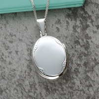 Sterling Silver Oval Patterned Locket With Optional Engraving
