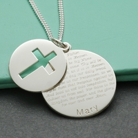 Sterling Silver Personalised Cross Disc With The Lord