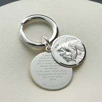 Sterling Silver Personalised Round St Anthony Keyring With St Anthony Prayer