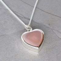 Sterling Silver Pink Mother Of Pearl Heart Urn Cremation Ashes Pendant With Optional Engraving & Chain