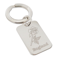 Sterling Silver Rectangle England Keyring With Optional Engraving
