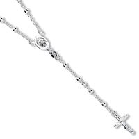 Sterling Silver Rosary 3mm Bead Necklace