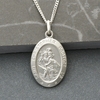 Sterling Silver Satin Oval St Christopher Pendant With Optional Engraving and Chain
