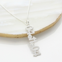 Sterling Silver Special Date CZ Set Pendant With Optional Chain