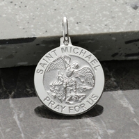 Sterling Silver St Michael Medal With Optional Engraving and Chain