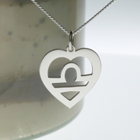 Sterling Silver Star Sign Heart Pendant With Optional Engraving & Chain