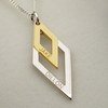 Two Colour Engraved Double Diamond Pendant