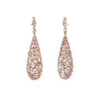 Yellow Gold Plated Teardrop Earrings With White CZ Stones