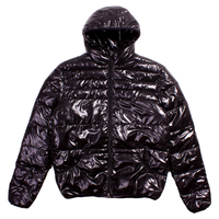 Black Shiny Nylon Puffer Jacket