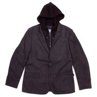 Calvin Klein Charcoal Brushed Wool Hooded Blazer