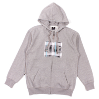 DC Shoes Heather Grey Plaid Logo Zip Up Hoodie