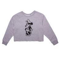 Disney Grey "Minnie Sketch" Womens Cropped Sweatshirt
