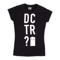 Doctor Who "DCTR?" Ladies Black T-shirt