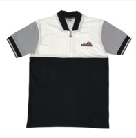 Ellesse Black Slim Fit Zip Tricol Polo