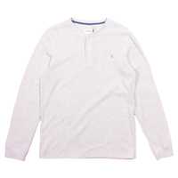 Farah Chalk Marl Waffle Cotton Henley Collar T-shirt