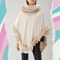Faux Fur Womens Beige Poncho Originally Made For Coast