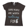 Frozen "Some People are Worth Melting For" Ladies Charcoal T-shirt