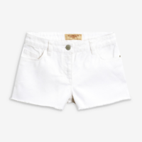 Girls White Frayed Hem Denim Shorts