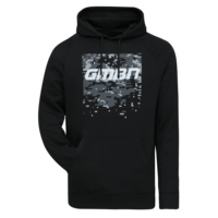 GMBN Classic Zip Black Hoodie with grey & White Print