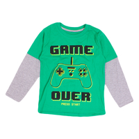 Green KIDS "Game Over" Double Layered T-Shirt