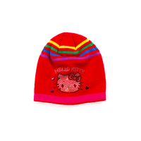 Hello Kitty GIRLS Red Kitty Stripe Beanie