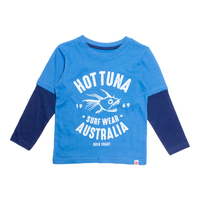 Hot Tuna Blue / Navy "Palm" KIDS Longsleeve T-Shirt