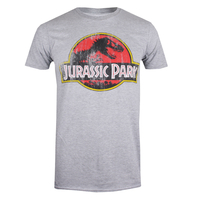 Jurassic Park Grey Marl Distressed Logo T-Shirt
