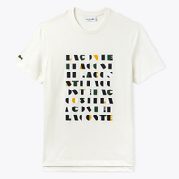 Lacoste Flour 3-D Lettering Crew Neck Cotton T-Shirt