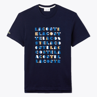 Lacoste Navy Blue 3-D Lettering Crew Neck Cotton T-Shirt