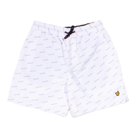 Lyle and Scott Logo Print White Swim shorts