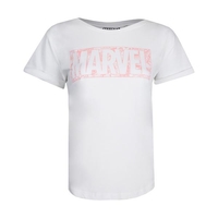 Marvel Comic Logo White w/pink T-Shirt