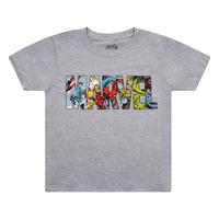 Marvel Grey KIDS Character Font Logo T-Shirt