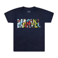 Marvel Navy KIDS Character Font Logo T-Shirt