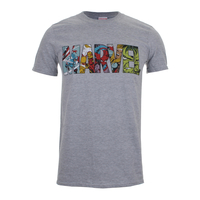 Marvel Sports Grey Comic Strip Logo T-Shirt