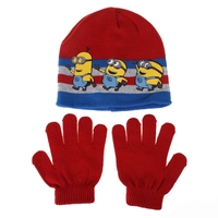 Minions "KIDS" Red Wave Line Hat & Gloves Set