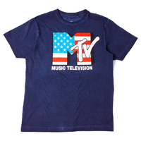 MTV Navy Americana Acid Wash Vintage T-shirt